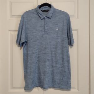 Travis Mathew Short Sleeve Heathered Blue Golf Tennis Polo Shirt Size M